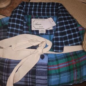 American eagle Seepwear Lounge Plaid Flannel Button Up Shirt and shorts